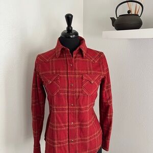 Pendleton Western Style 100% Wool Snap Front Plaid Shirt